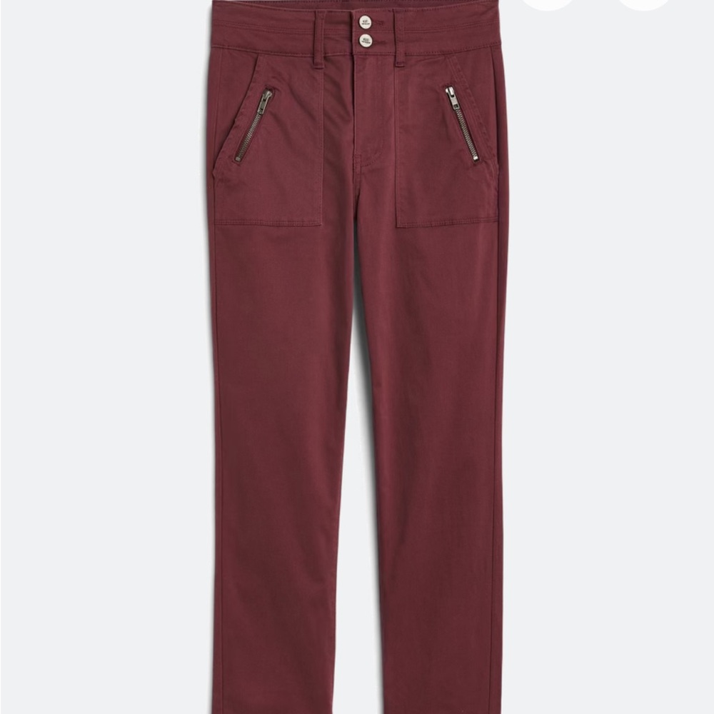 Burgundy Reese high rise double button utility straight pant - Picture 4 of 5